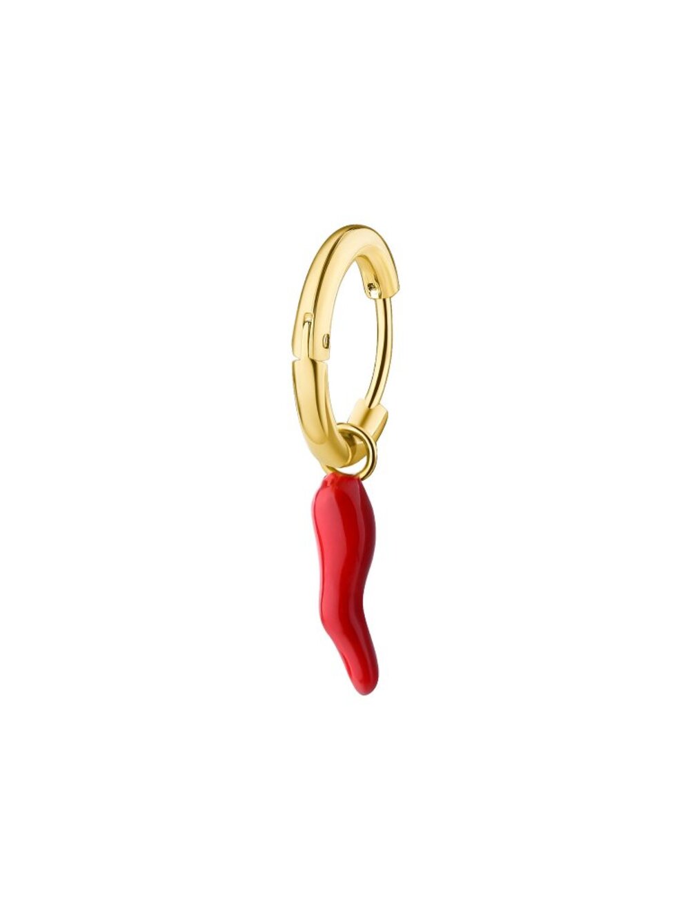 Gold-Plated Hoop Earring With Red Chili Pepper Charm